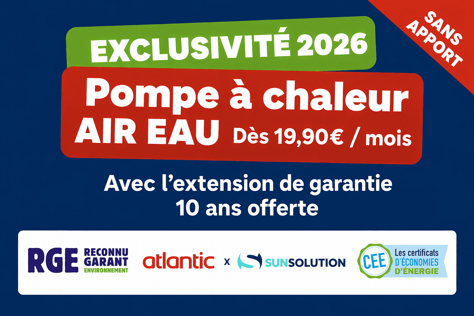 Exclusivité 2026 — Pompe à chaleur AIR EAU dès 19,90€/mois en Côte-d'Or